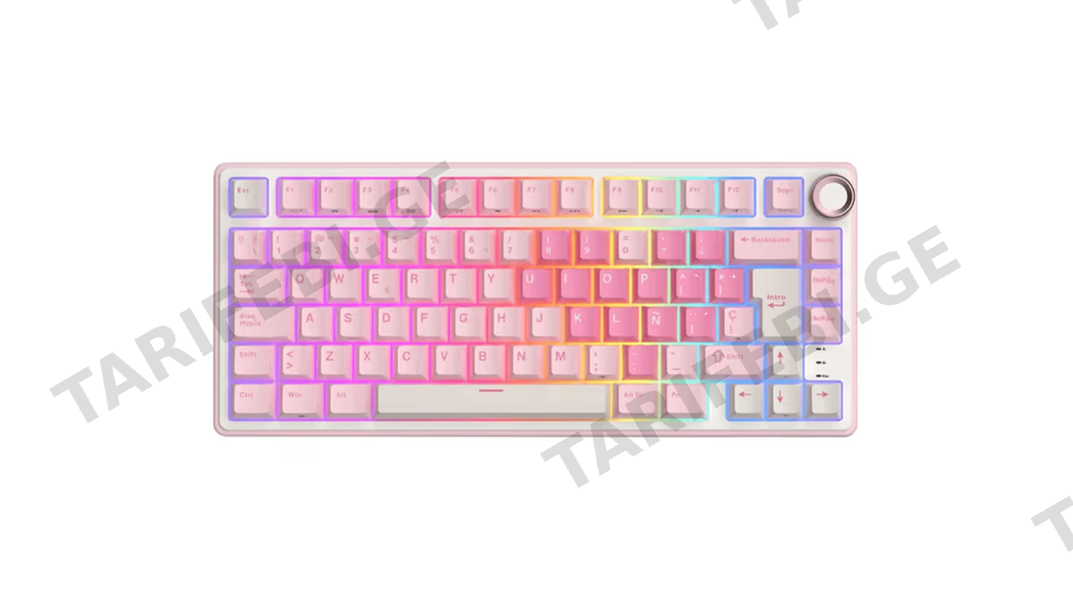 კლავიატურა Royal Kludge RK R75-PM-XH RGB Mechanical Keyboard, Cream Switch, Hot Swappable, Wired, USB, Pink Melody