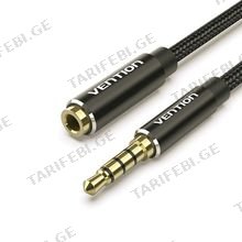 VENTION BHCBI Cotton Braided TRRS 3.5mm Male to 3.5mm Female Audio Extension Cable 3M Black Aluminum Alloy Type