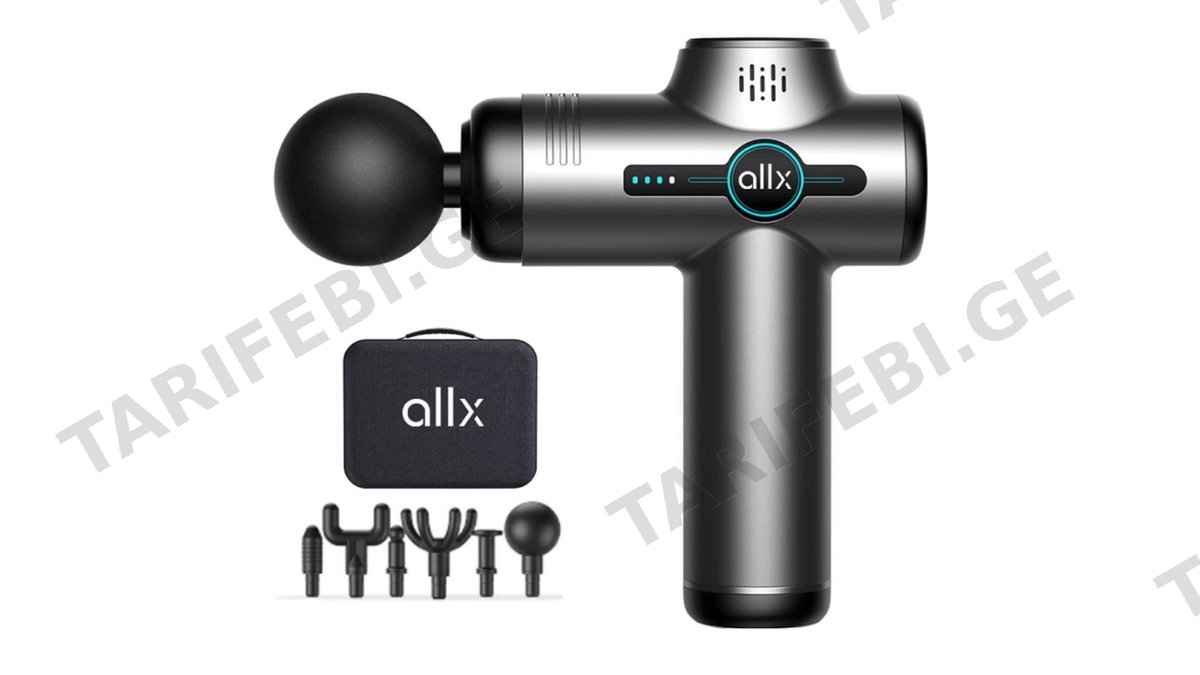 ელექტრო მასაჟორი ALLX AXM-324G, 18W, 3200Rpm, Mini Massage Gun, Gray