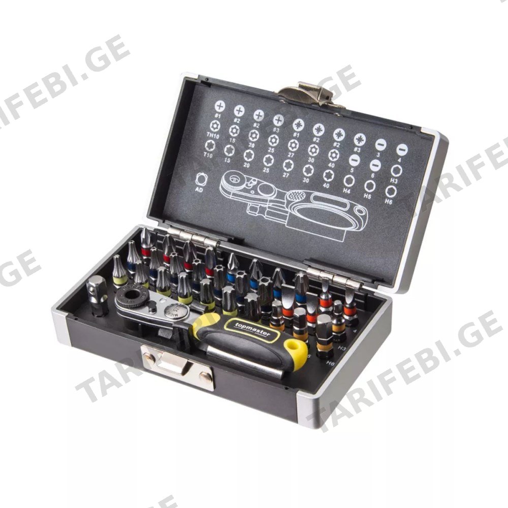 ნაკრები ბიტების დამჭერით Topmaster 330158 1/4" 33 ც