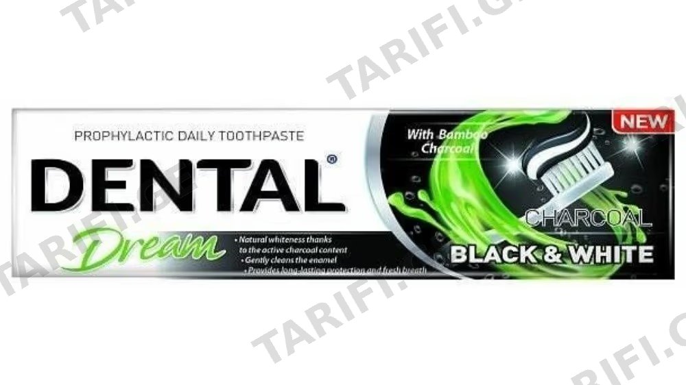 "Dental Dream"შავი&თეთრი ბამბუკის ნახშირით100 მლ.