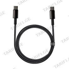 Baseus Tungsten Gold Fast Charging Data Cable Type-C to Type-C 100W 1m CATWJ-01 Black მობილურის კაბელი