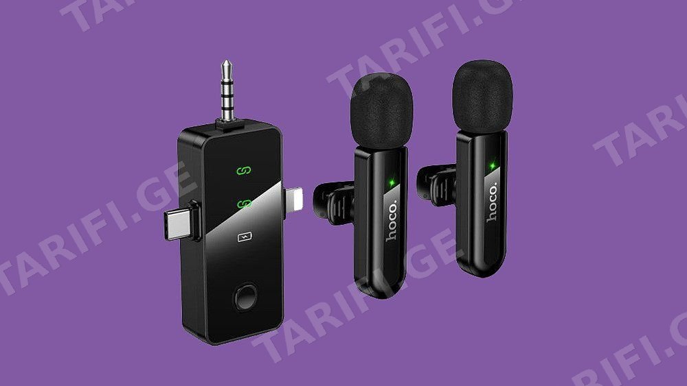 Hoco - 3 in 1 Dual Noise Cancelling Wireless Mic, iPhone+Type-c+3.5mm Jack