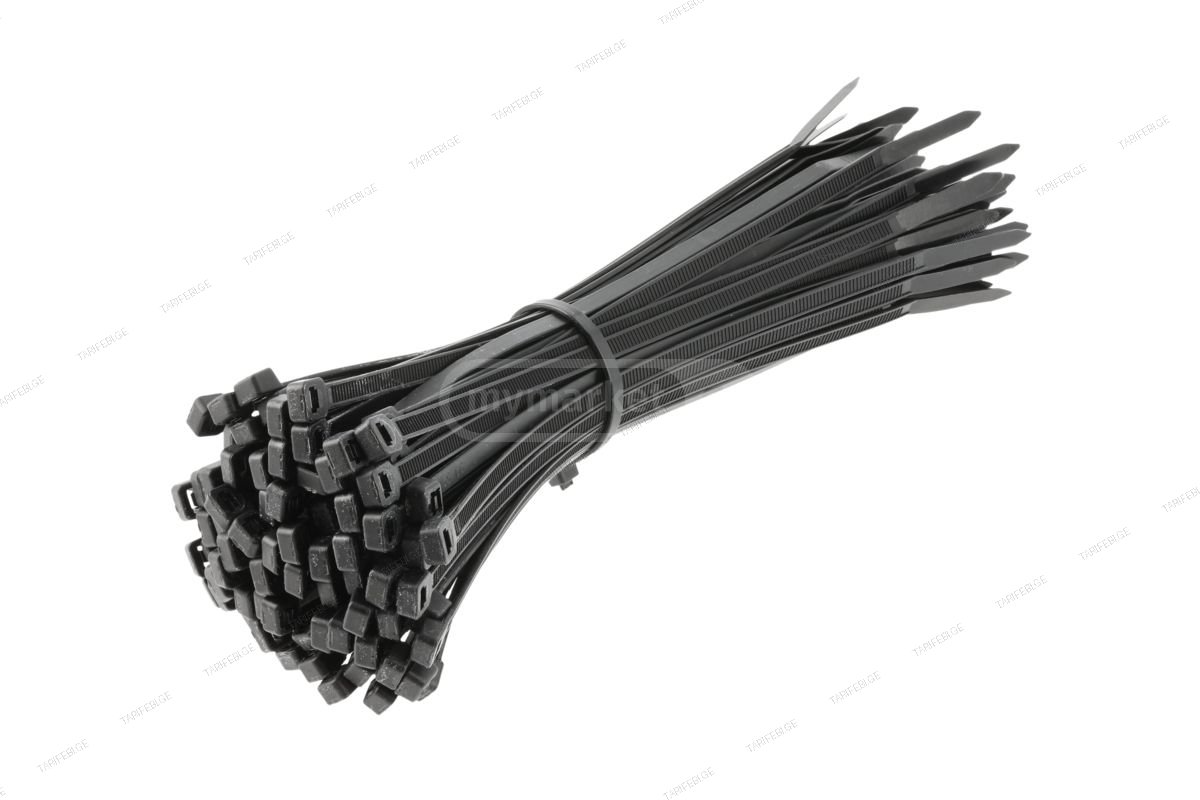 HT2C710 პლასტმასის ხამუთი შავი 4.8 x 200 mm, 100 pcs, Black