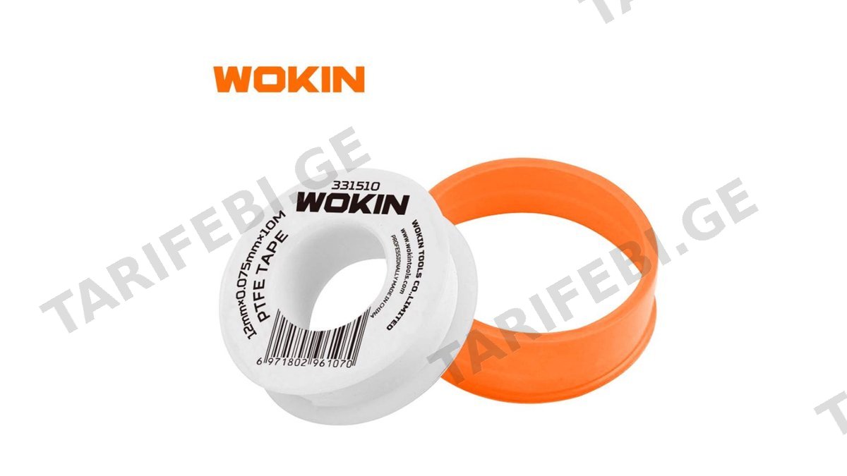 საიზოლაციო პაკლი Wokin 331510, 12mmx0.075mmx10m, PTFE Tape, White