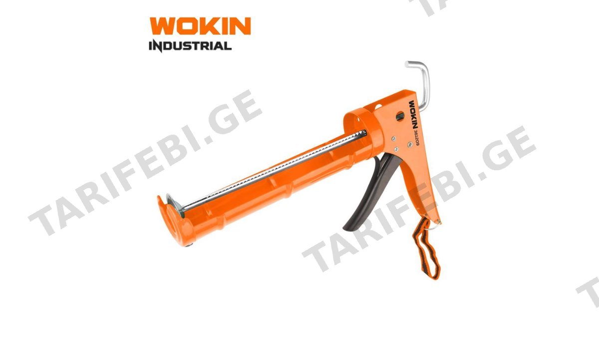 სილიკონის თოფი Wokin 361209, 225mm, 9″, 3-IN-1 (INDUSTRIAL) Heavy Caulking Gun, Orange
