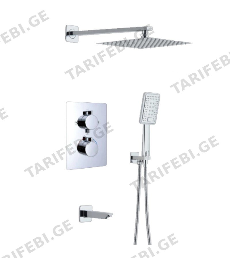 კედელში ჩასასმელი სისტემა თერმოსტატით Chrome D.052 მწარ. DUXXA