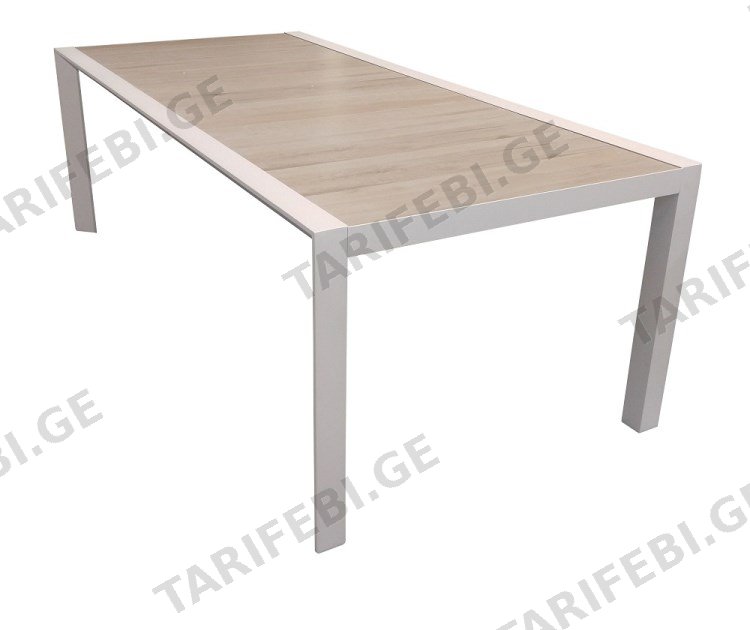 მაგიდა სასადილო Gardenline Monarch Tile Slat Top White 220x100x75 სმ