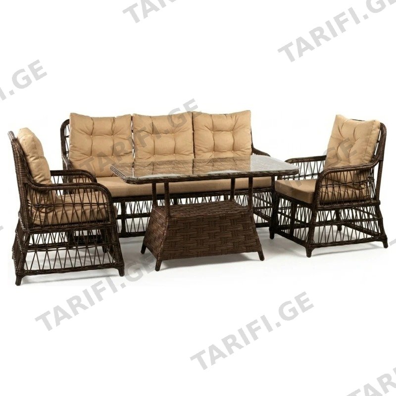 ბაღის ავეჯის კომპლექტი COMFORT ROOM ELY3-BROWN 4 ნაწილიანი ყავისფერი