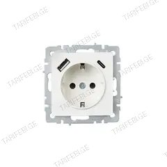 როზეტი IEK BRITE 1 16A USB A C Rush11-1-Brj დამიწებით ჩარჩოს გარეშე