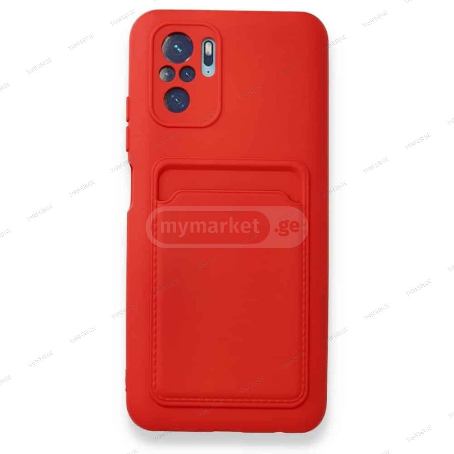 Xiaomi Redmi Note 10 Kelvin ბარათი ჩასადებით ქეისი - წითელი