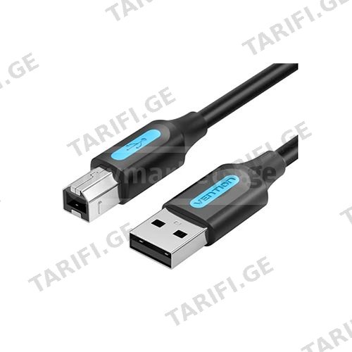 პრინტერის კაბელი - Vention USB 2.0 2მ Black PVC Type
