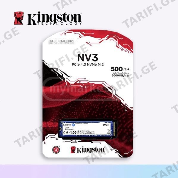 ♨️ Kingston NV3 PCIe 4.0 M.2 NVMe 500GB 5000Mb/s ახალი გარან