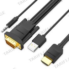 VENTION ABIBG HDMI to VGA Cable with Audio Output & USB Power Supply 1.5M Black