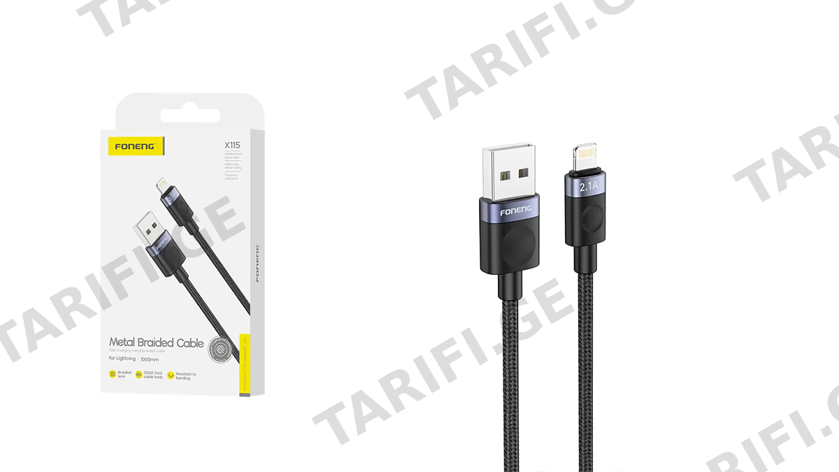 Foneng X115 USB to Lightning კაბელი შავი (0703)