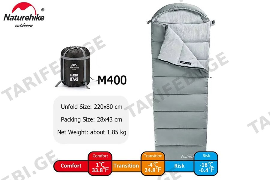 საძილე ტომარა 1℃ / -4℃ / -18℃ Naturehike M400