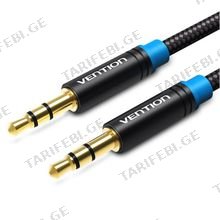 VENTION P350AC050-B-M Cotton Braided 3.5mm Male to Male Audio Cable 0.5M Black Metal Type