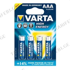 ელემენტი VARTA High Energy AAA Alkaline 4 ც