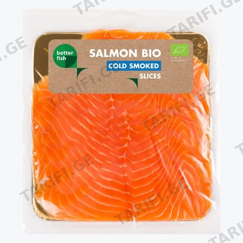 თევზი - /FREEZCO/-/BIO BETTER FISH/ შებოლილი ბიო ორაგული ატლანტიკის ოკეანიდან 100გ.