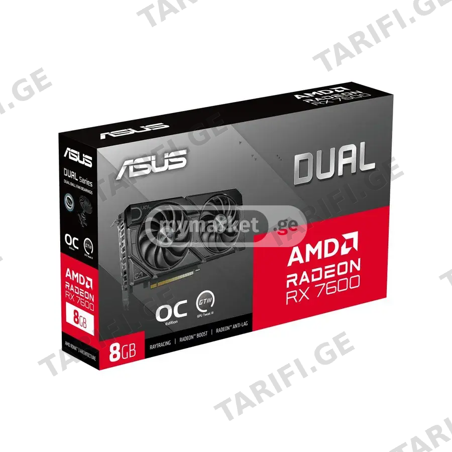♻ვიდეობარათი ASUS Dual Radeon RX 7600 EVO OC 8GB GDDR6
