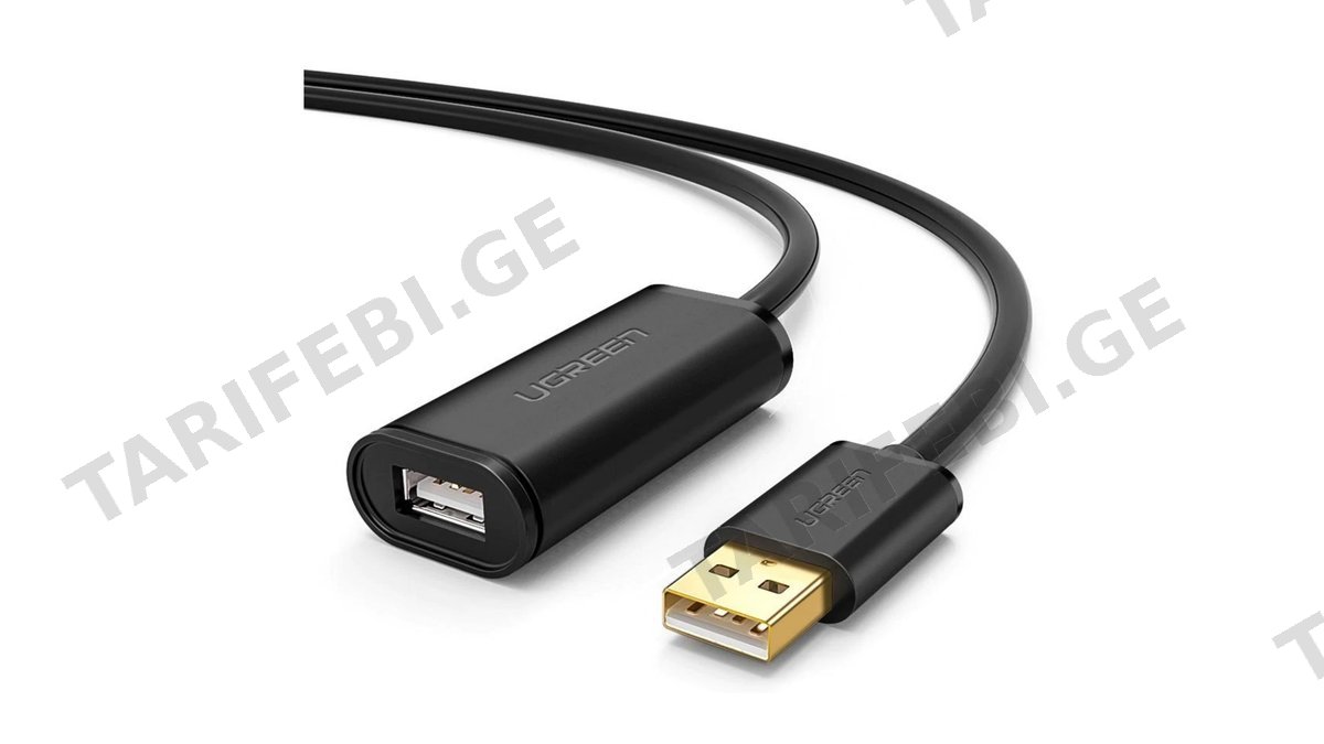 USB დამაგრძელებელი UGREEN US121 (10319) USB 2.0 Active Extension Cable, 5m, Black