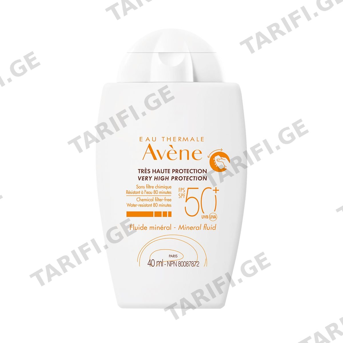 მზისგან დამცავი მინერალური ფლუიდი SPF 50+ 40მლ 8671 ავენი - Avene