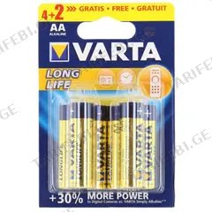 ელემენტი VARTA Alkaline Longlife AA 4+2 ც