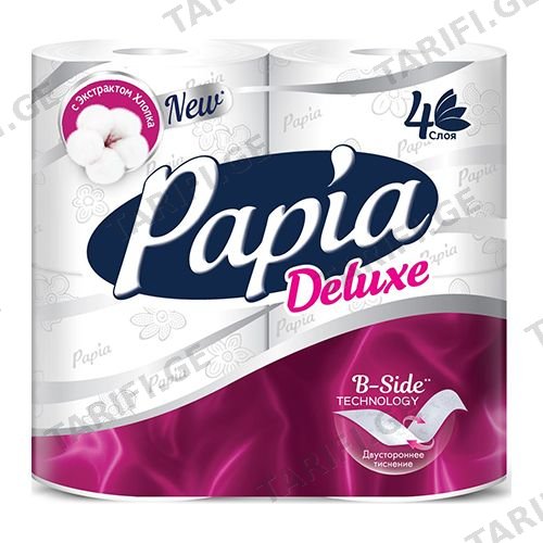 პაპია ტუალეტის ქაღალდი / Delux4-ფენა