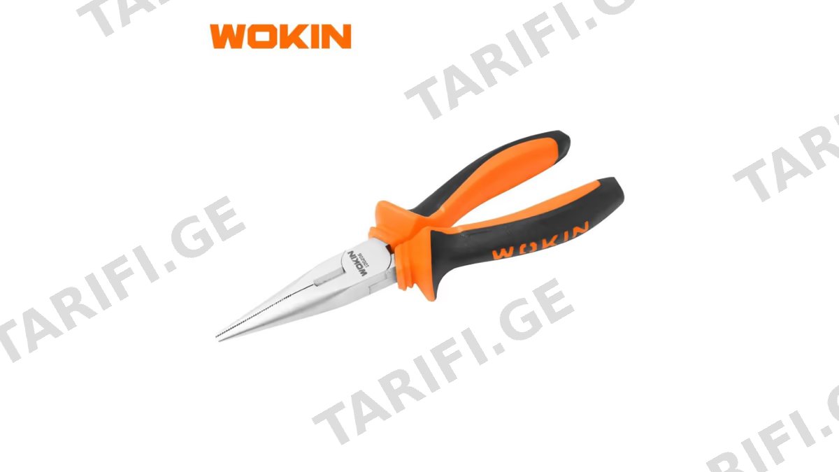 გრძელცხვირა რეზინის სახელურით Wokin 100206, 160MM, 6\", Long Nose Pliers, Black/Orange