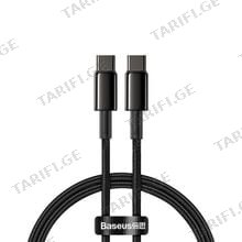 Baseus Tungsten Gold Fast Charging Data Cable Type-C to Type-C 100W 2m CATWJ-A01 Black მობილურის კაბელი