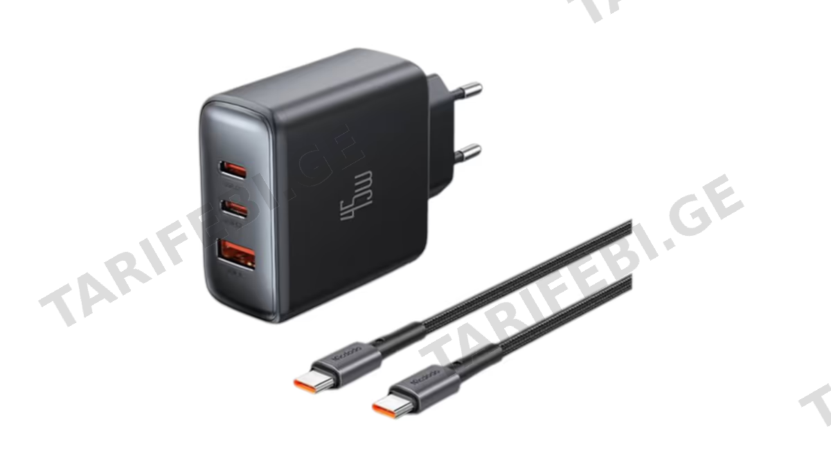 MCDODO CH-4860 45W ადაპტერი+USB-C კაბელი შავი (8615)