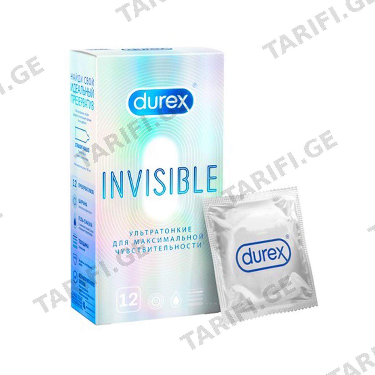 Durex - დურექსი პრეზერვატივი Invisible 12 ცალი