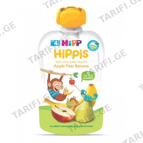 ჰიპი - პაუჩი ვაშლი, მსხალი და ბანანი /4თვ+/ 100გრ