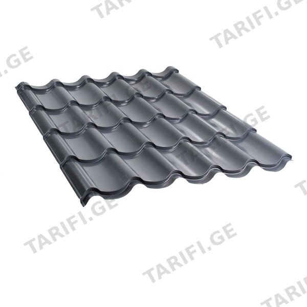 მეტალოკრამიტი ფერადი თუნუქის სახურავი 0.45X1180 პრიალა RAL 7024 (ორმხრივი) NOVA