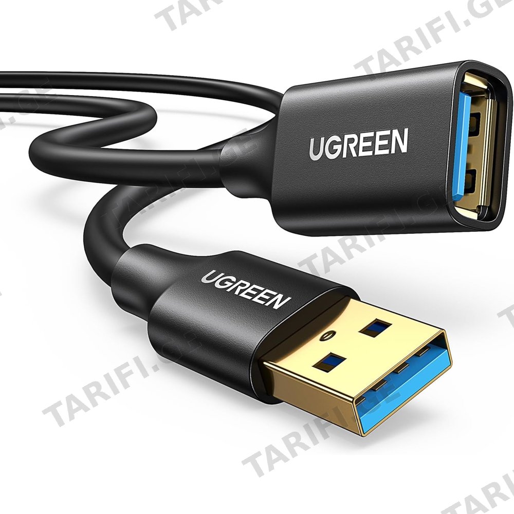 USB დამაგრძელებელი UGREEN US129 (90722), USB 3.0 Male to USB Female, Extension Male Cable, 5m, Black