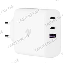 2Е დამტენი Wall Charger 3 x USB GaN 65W, white