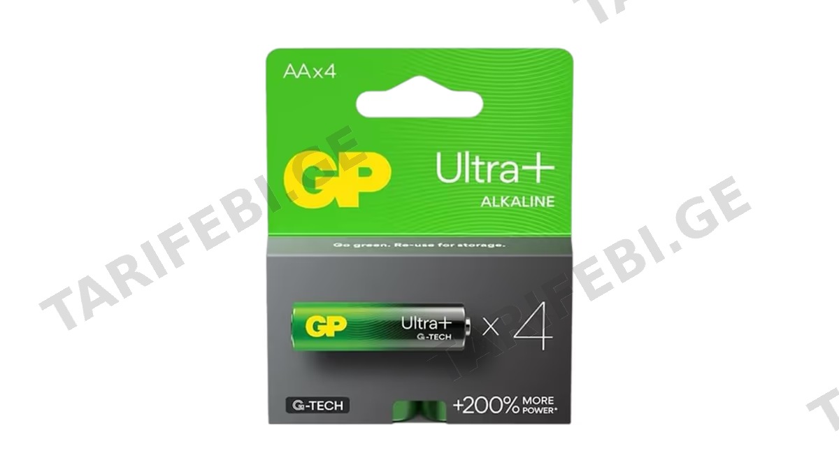 G-Tech GP AAx4 Ultra+ Alkaline Battery - 4 ცალი