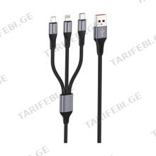 FONENG X112 3in1 (3A) სამთავიანი USB კაბელი