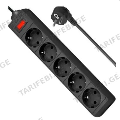 დამაგრძელებელი კაბელი DEFENDER POWER STRIP ES 5 M 5 PLUG BLACK