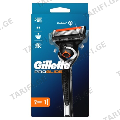 ჯილეტი - მამაკაცის საპარსი დანადგარი Fusion5 Proglide + 2 კასეტა