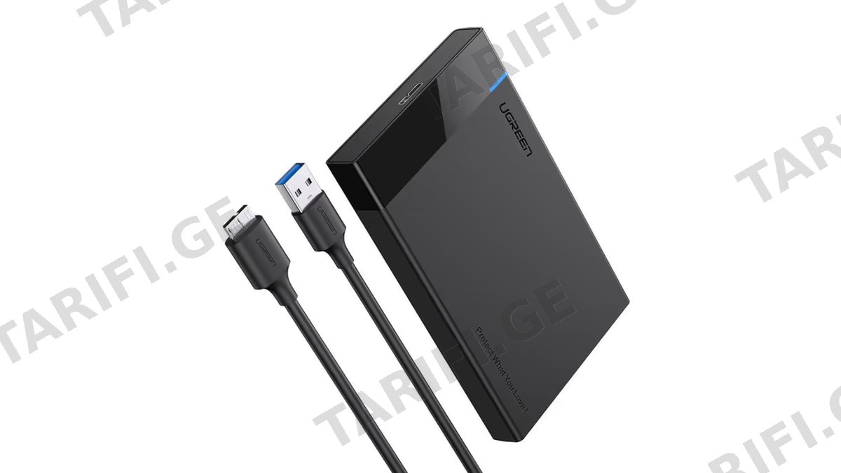 მყარი დისკის ქეისი UGREEN 30848 USB 3.0 to SATA External Hard Drive Enclosure Adapter, SSD/HDD Box, 5Gbps