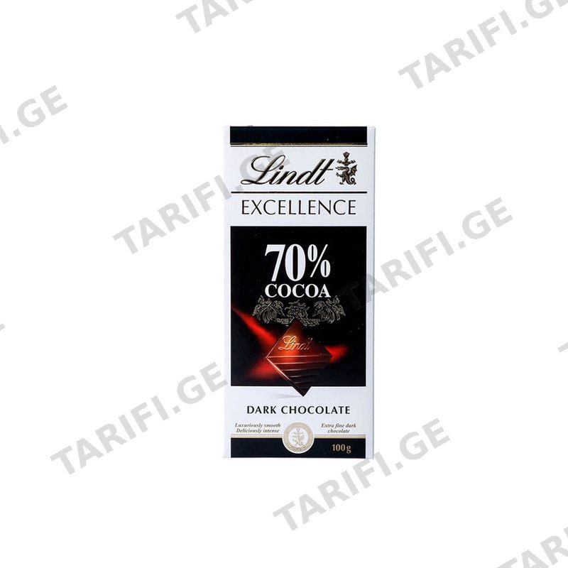 LINDOR შოკოლადის ფილა 70%-100გ