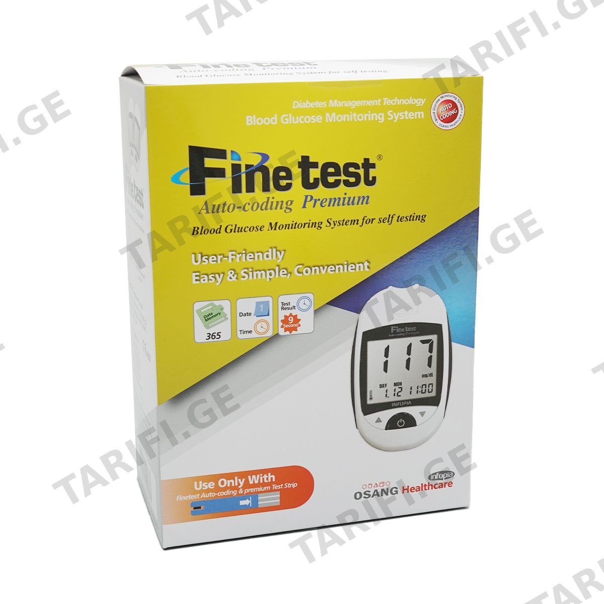 გლუკომეტრი Finetest Premium AC + 25 ტესტის ჩხირი