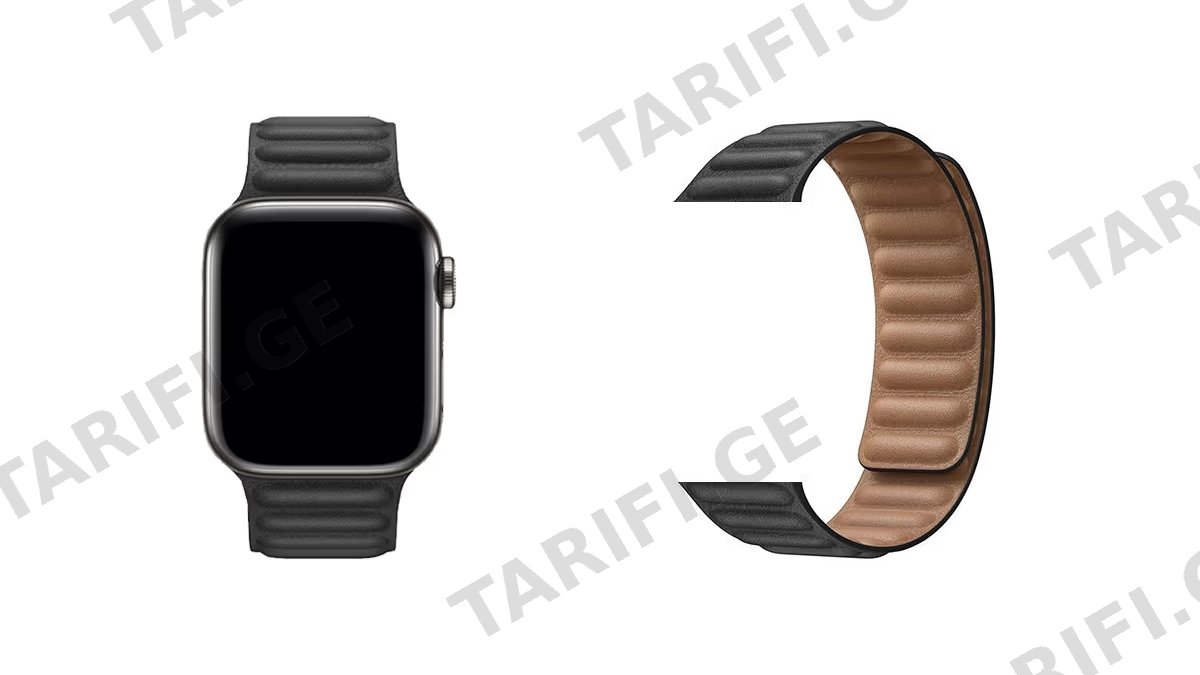 Watch series (42/44/45/49mm) ტყავის მაგნიტური სამაჯური შავი (4442)