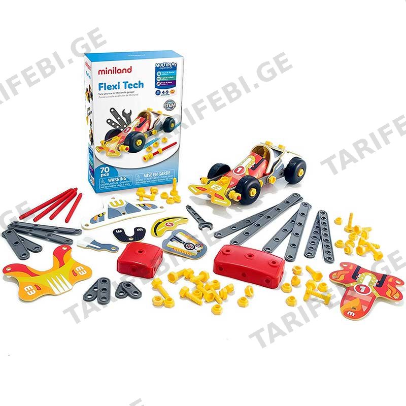 სათამაშო ასაშენებელი კონსტრუქცია MINILAND FLEXI TECH (77 PCS)