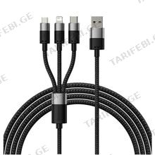 Baseus StarSpeed 3in1 Cable USB to M+L+C Black მობილურის კაბელი