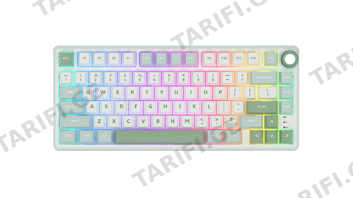 კლავიატურა Royal Kludge RKR75 RGB Mechanical Keyboard, Brown switch, Hot Swappable, Type-C wired, Sky Cyan