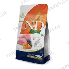 სტერილიზირებული კატის მშრალი საკვები Farmina N&D Pumpkin Neutered ბატკანი და ბროწეული 1.5 კგ