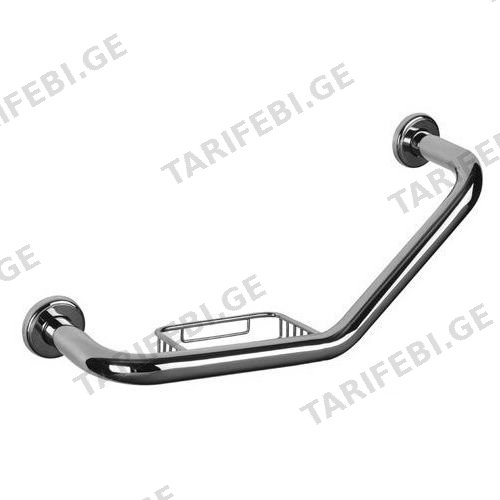 სახელური სააბაზანო ოთახის BENDED GRAB BAR W/SOAP DISH, CHROME 450 მმ.