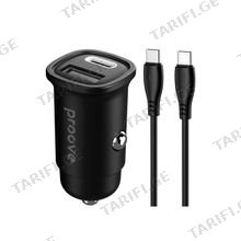 Car Charger Proove Flash 30W (Type-C + USB) + Cable Type-C to Type-C black